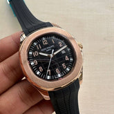 Patek Philippe Aquanaut Black Dial Rose Gold Watch