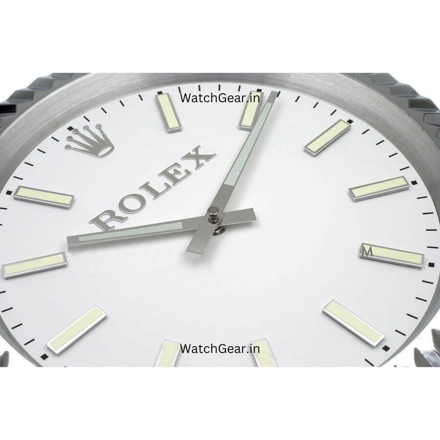 Rolex Datejust White Dial Silver Wall Clock