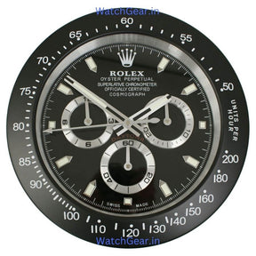 Rolex Daytona Full Black Silver Chrono Wall Clock