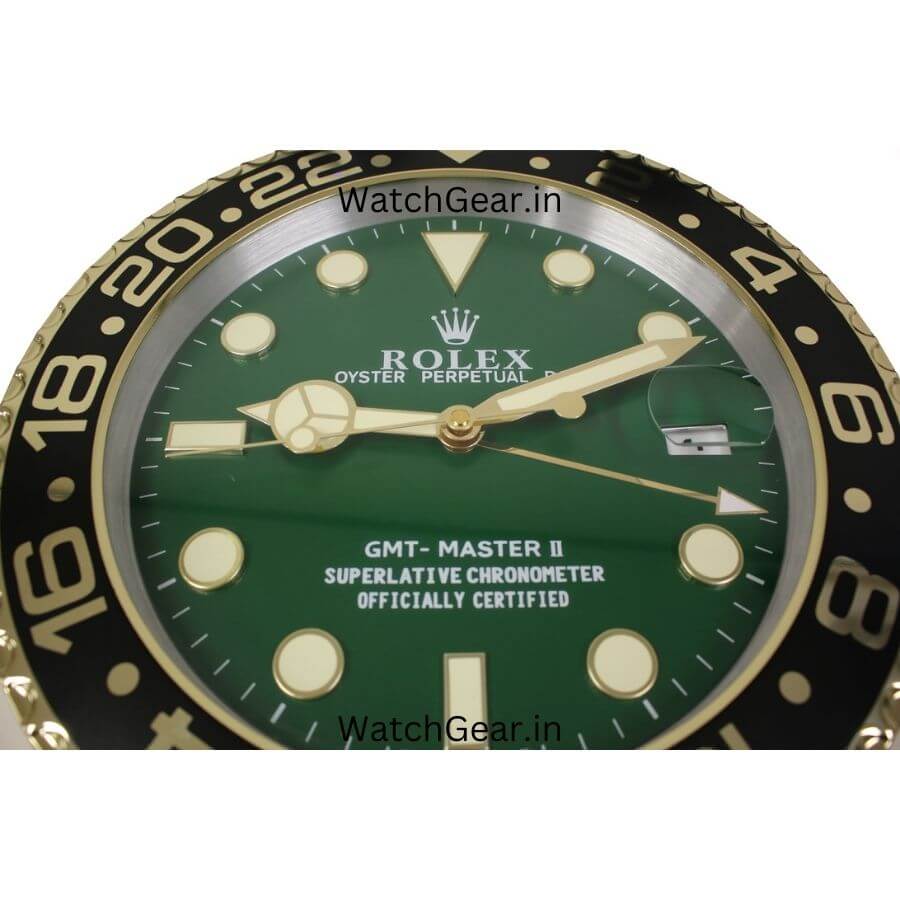 Rolex GMT Master II Green Dial Golden Wall Clock