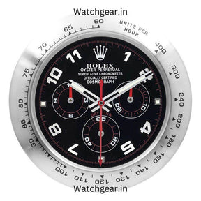 Rolex 'Paul' Daytona Black Dial Silver Wall Clock