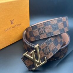 lv brown canvas belt with gold buckle