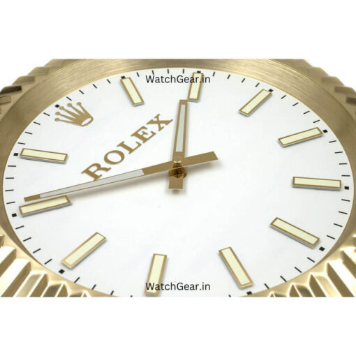 rolex datejust white dial golden wall clock