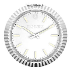 rolex datejust white dial silver wall clock