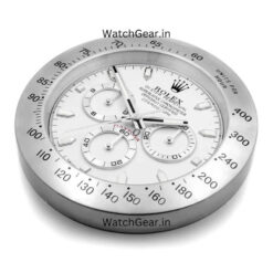 rolex daytona white dial silver wall clock