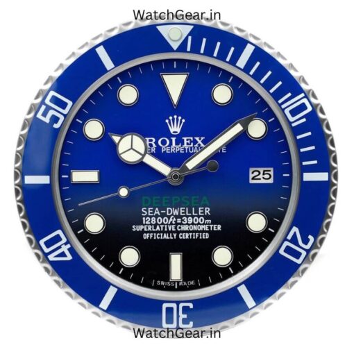 rolex deepsea sea dweller blue wall clock