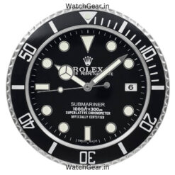 rolex submariner black dial silver wall clock