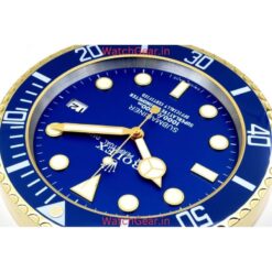 rolex submariner blue dial golden wall clock