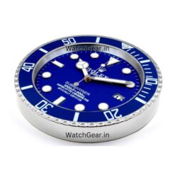 rolex submariner blue dial steel wall clock