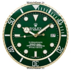 rolex submariner green dial golden wall clock