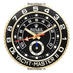 rolex yacht master black dial golden wall clock