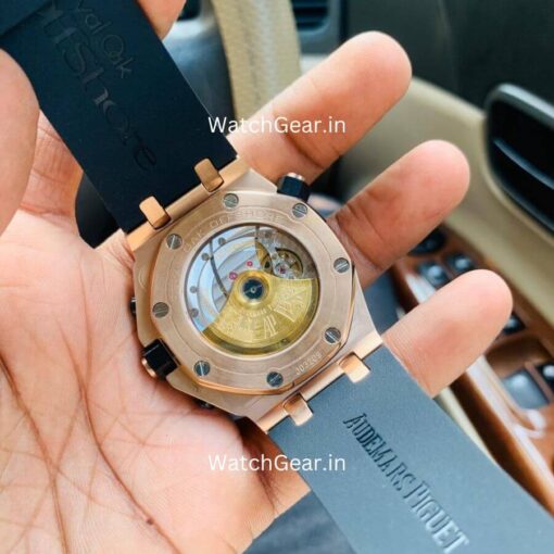 audemars piguet royal oak black dial rose gold automatic watch
