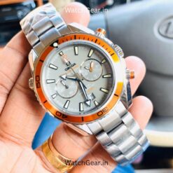 omega seamaster grey dial 2 chrono orange bezel watch