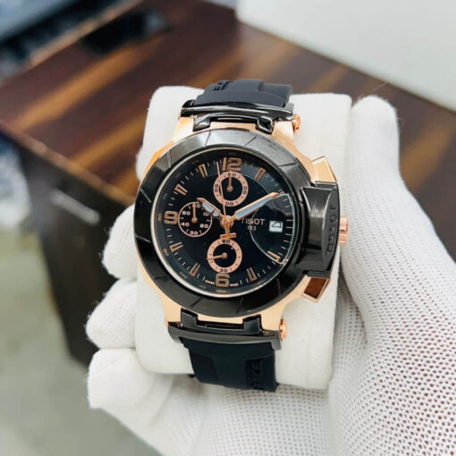 Tissot T-Race Black Dial Rose Gold Watch
