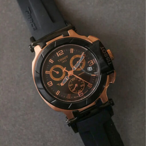 Tissot T-Race Black Dial Rose Gold Watch