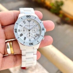 Emporio Armani White Dial Pure Ceramic Watch