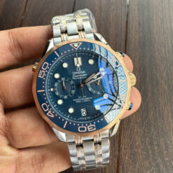 omega seamaster 300m diver bue dial dual tone watch