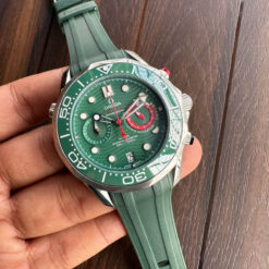 omega seamaster 300m diver full green rubber strap watch