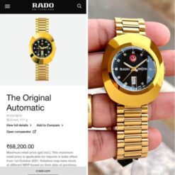 Rado Diastar Black Dial Golden Automatic Watch