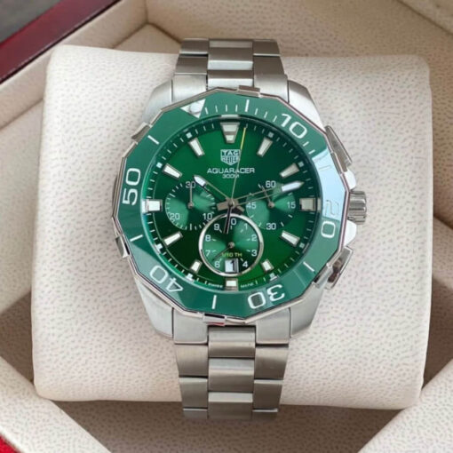 Tag Heuer Aquaracer 300M Green Dial Steel Bracelet Watch