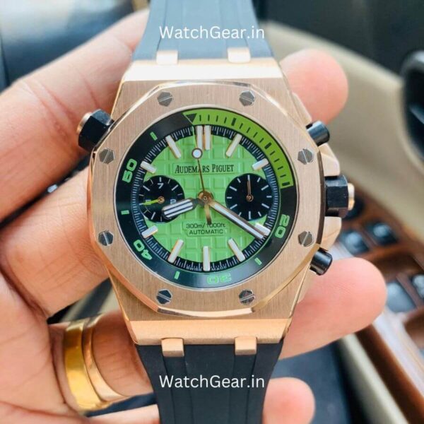 Audemars Piguet Royal Oak Green Dial Rose Gold Automatic Watch - Image 2