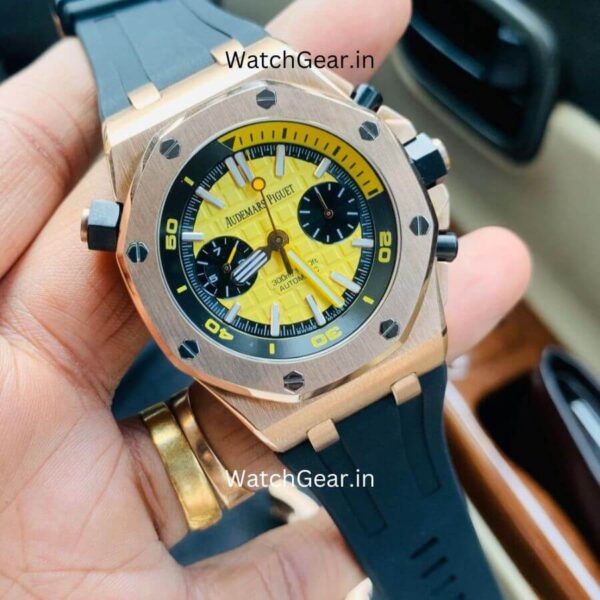 Audemars Piguet Royal Oak Yellow Dial Rose Gold Automatic Watch