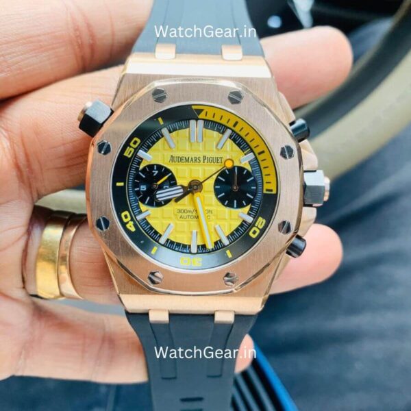 Audemars Piguet Royal Oak Yellow Dial Rose Gold Automatic Watch - Image 2