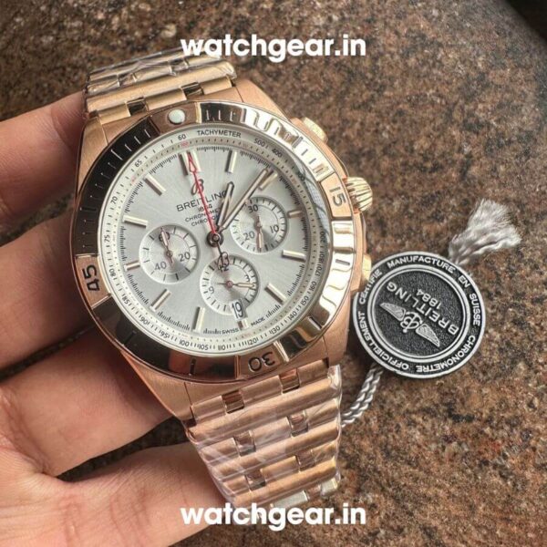 Breitling Chronomat White Dial Rose Gold Watch