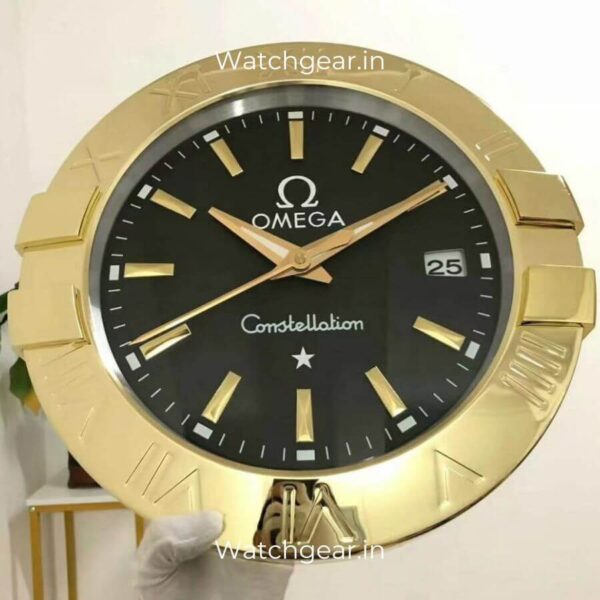 Omega Constellation Black Dial Gold Wall Clock