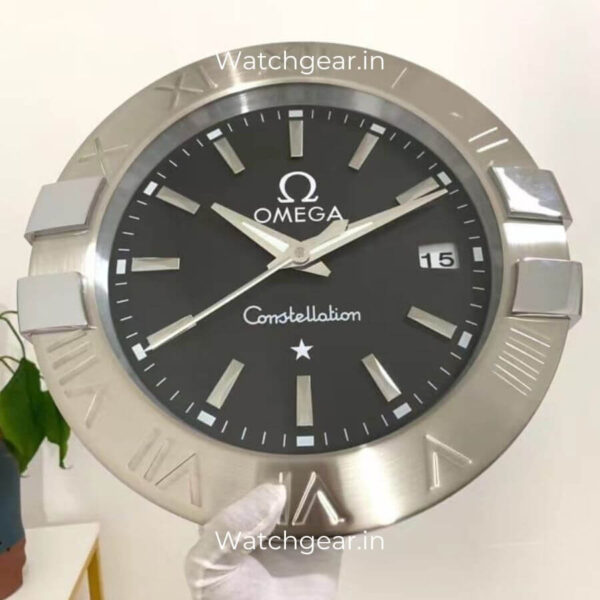 Omega Constellation Black Dial Silver Wall Clock