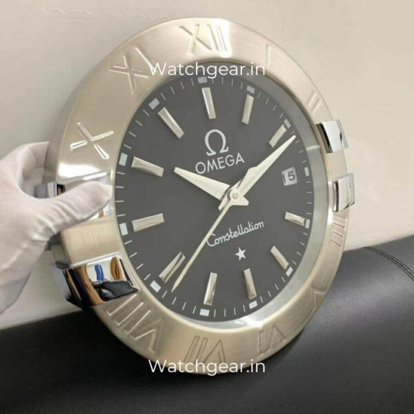 Omega Constellation Black Dial Silver Wall Clock - Image 2