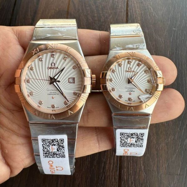 Omega Constellation Double Eagle Diamond Marker Couple Watch