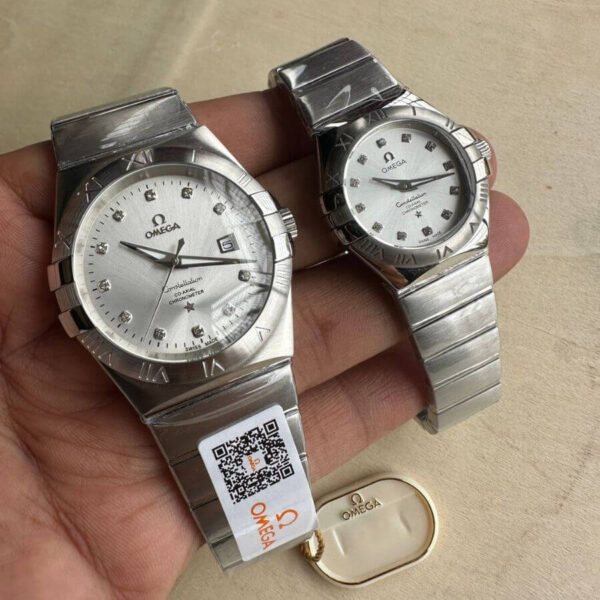 Omega Constellation Double Eagle Silver Couple Watch