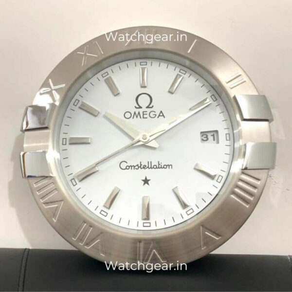 Omega Constellation White Dial Silver Wall Clock