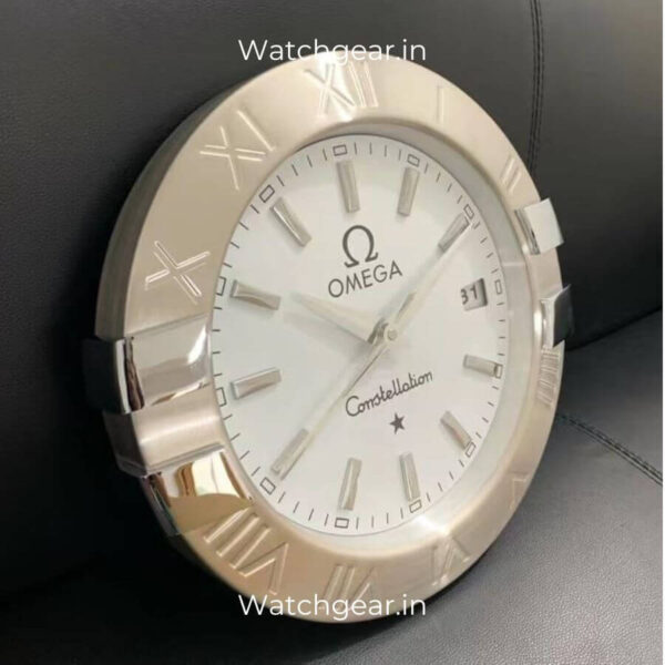 Omega Constellation White Dial Silver Wall Clock - Image 2