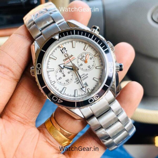 Omega Seamaster White Dial 2 Chrono Black Bezel Watch