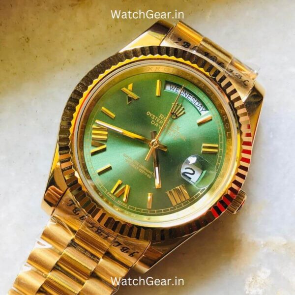 Rolex Datejust Green Dial Full Gold Watch - Image 2