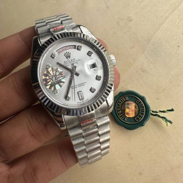 Rolex Datejust Silver Dial With Diamonds Automatic Watch