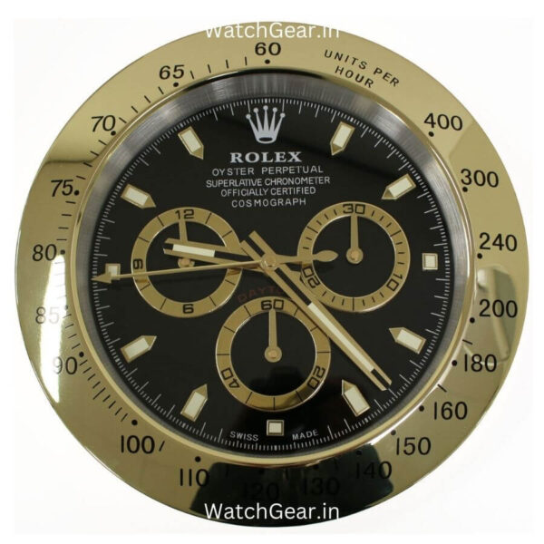 Rolex Daytona Black Dial Golden Wall Clock