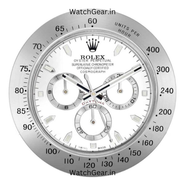 Rolex Daytona White Dial Silver Wall Clock