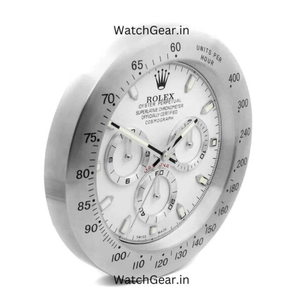 Rolex Daytona White Dial Silver Wall Clock - Image 2