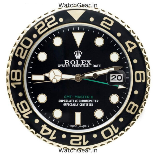 Rolex GMT Master II Black Dial Golden Wall Clock