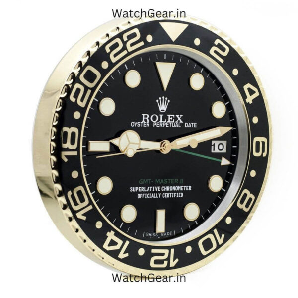 Rolex GMT Master II Black Dial Golden Wall Clock - Image 2