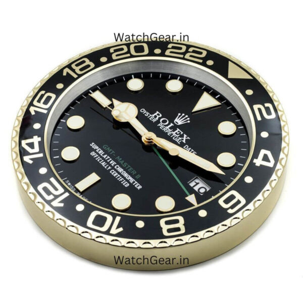 Rolex GMT Master II Black Dial Golden Wall Clock - Image 3