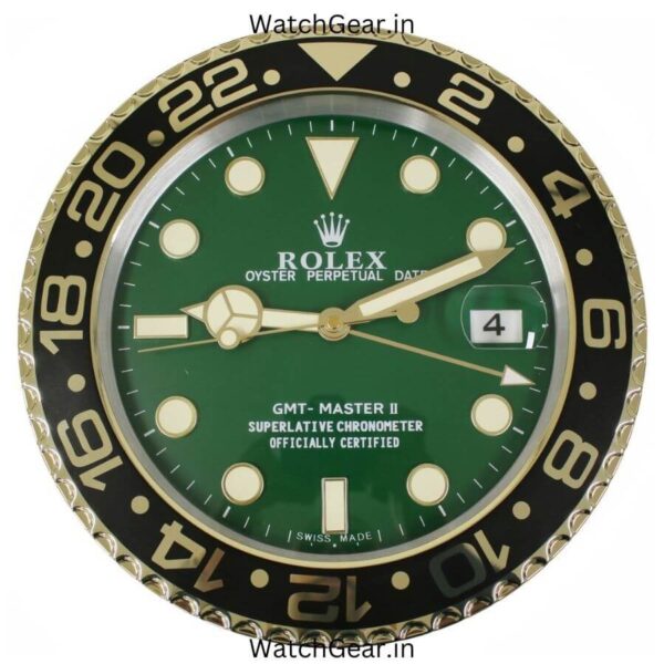 Rolex GMT Master II Green Dial Golden Wall Clock