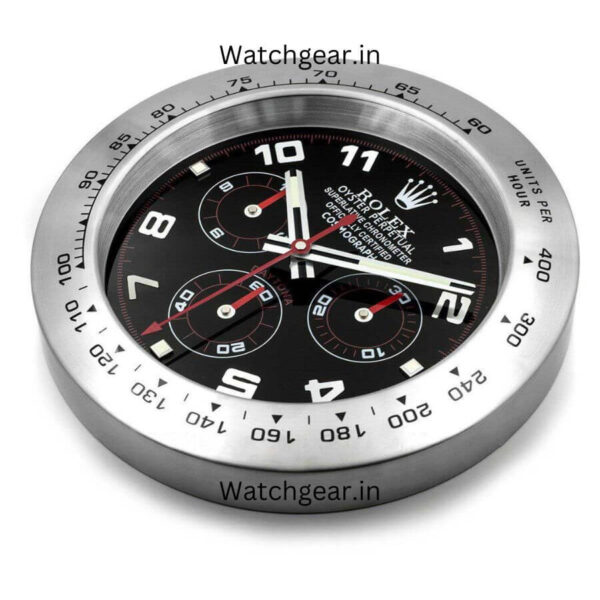 Rolex 'Paul' Daytona Black Dial Silver Wall Clock - Image 3