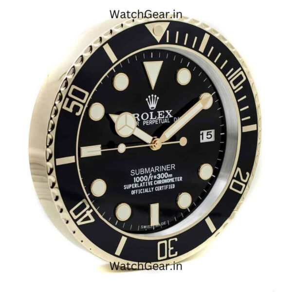 Rolex Submariner Black Dial Golden Wall Clock - Image 2