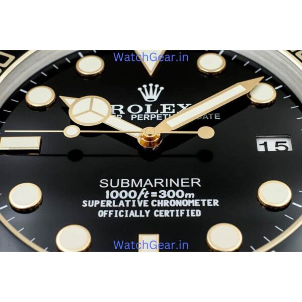 Rolex Submariner Black Dial Golden Wall Clock - Image 3