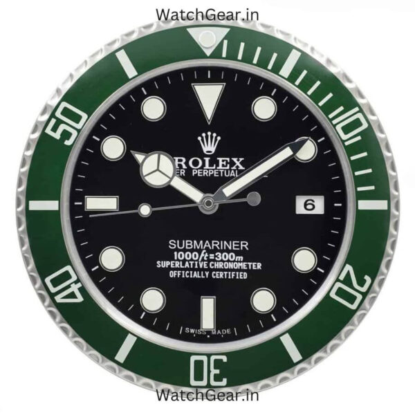 Rolex Submariner Black Dial Green Wall Clock