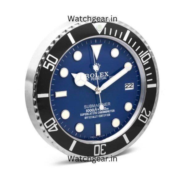 Rolex Submariner Blue Dial Black Bezel Wall Clock - Image 2